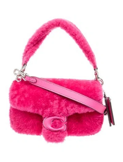 Pre-owned Coach Shearling Top Handle Bag In Purple