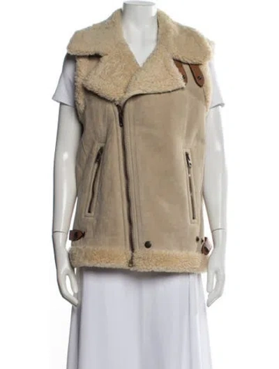 Pre-owned Coach Shearling Vest In Neutrals