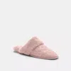 Coach Sherpa Flat Mule In Signature Suede In Pink