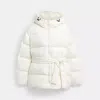 Coach Short Puffer With Belt In Recycled Polyester In Beige