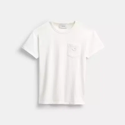 Coach Short Sleeve Pocket T-shirt In Organic Cotton In White