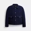 Coach Short Wool Jacket In Blue