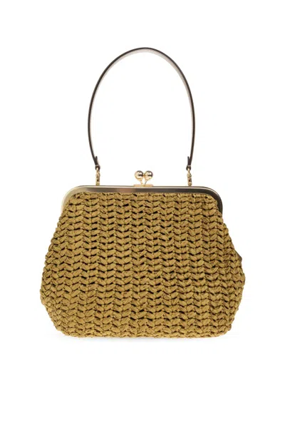 Coach 27 Kisslock Frame Interwoven Tote Bag In Brown