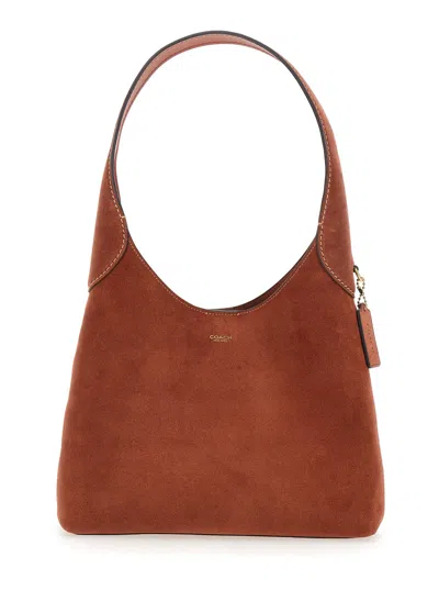 Coach Shoulder Bag Suede Brooklyn Shoulder Bag 28 With Brown Leather Details For Women