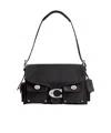 Coach Womens Cargo Turnlock Tabby Leather Shoulder Bag Black In Black