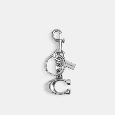 Coach Signature Bag Charm In Silver