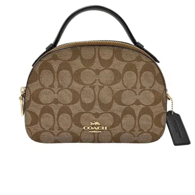 Pre-owned Coach Signature Beige Brown Pvc Shoulder Bag ()