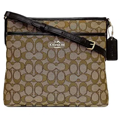 Pre-owned Coach Signature Beige Brown Signature Line Shoulder Bag ()