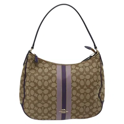 Pre-owned Coach Signature Beige Canvas Shoulder Bag ()