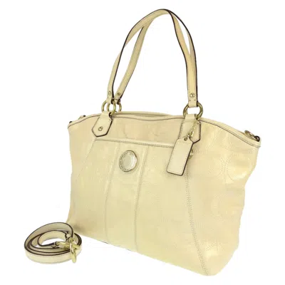 Pre-owned Coach Signature Beige Cream Leather Shoulder Bag Tote Bag ()