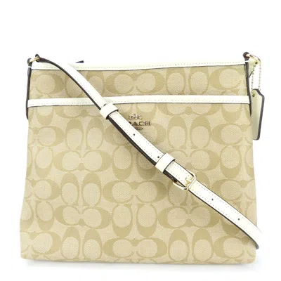 Pre-owned Coach Signature Beige White Pvc Leather Shoulder Bag ()