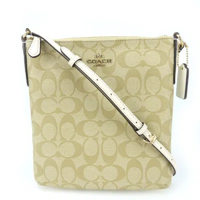 Pre-owned Coach Signature Beige White Pvc Leather Shoulder Bag ()