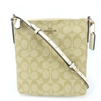 Pre-owned Coach Signature Beige White Pvc Leather Shoulder Bag () In Multi