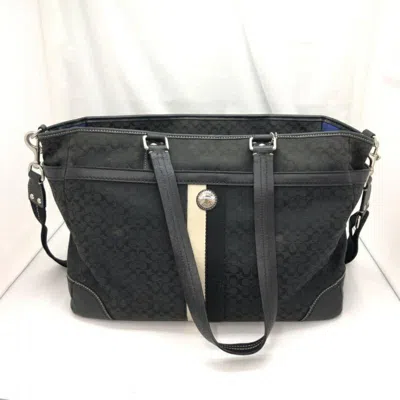 Pre-owned Coach Signature Black Blue Signature Line Tote Bag ()