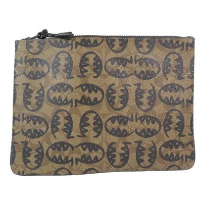 Pre-owned Coach Signature Black Brown Leather Clutch Bag ()
