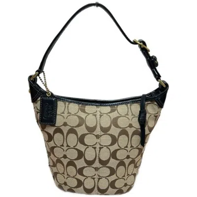 Pre-owned Coach Signature Black Brown Shoulder Bag () In Multi