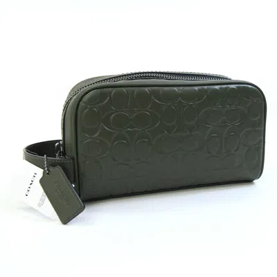 Pre-owned Coach Signature Black Leather Clutch Bag Handbag Pouch ()
