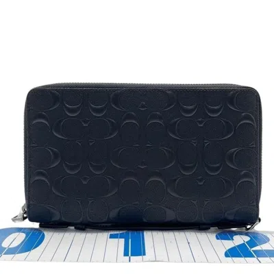 Pre-owned Coach Signature Black Leather Clutch Bag ()