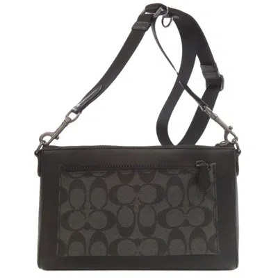 Pre-owned Coach Signature Black Leather Shoulder Bag ()