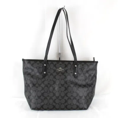 Pre-owned Coach Signature Black Leather Tote Bag ()