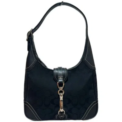 Pre-owned Coach Signature Black Shoulder Bag ()