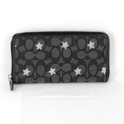 Pre-owned Coach Signature Black Signature Line Long Wallet (bi-fold) ()