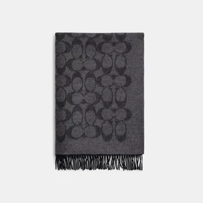 Coach Signature Blanket Scarf In Gray