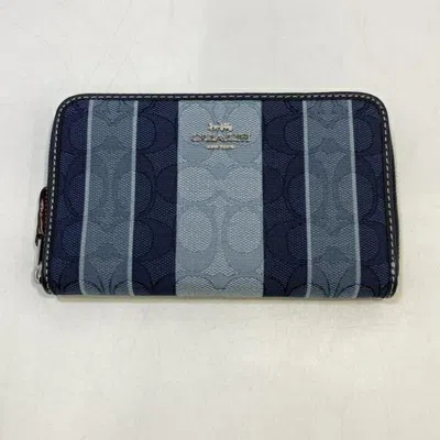 Pre-owned Coach Signature Blue Long Wallet (bi-fold) ()