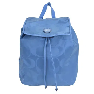 Pre-owned Coach Signature Blue Nylon Leather Backpack ()
