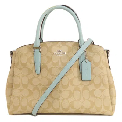Pre-owned Coach Signature Blue Pvc Leather Handbag () In Multi