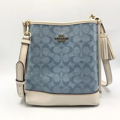 Pre-owned Coach Signature Blue Signature Line Shoulder Bag ()