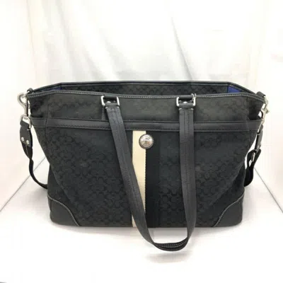 Pre-owned Coach Signature Blue Signature Line Tote Bag () In Multi