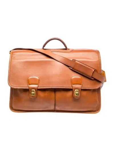 Pre-owned Coach Signature Briefcase In Brown