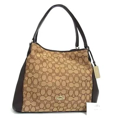 Pre-owned Coach Signature Brown Canvas Leather Handbag Shoulder Bag Tote Bag ()
