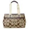 COACH COACH SIGNATURE BROWN CANVAS TOTE BAG (PRE-OWNED)