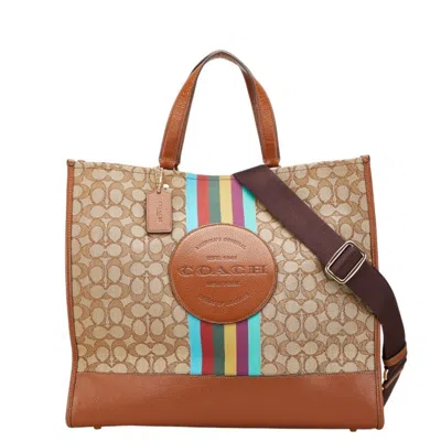 Pre-owned Coach Signature Brown Multi-color Signature Line Shoulder Bag Tote Bag ()