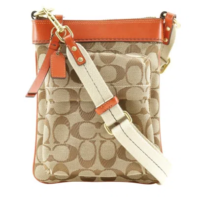Pre-owned Coach Signature Brown Orange Signature Line Shoulder Bag ()