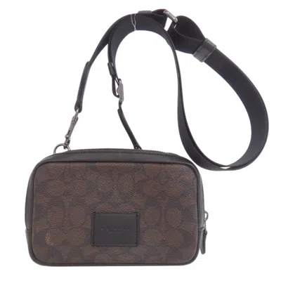 Pre-owned Coach Signature Brown Signature Line Shoulder Bag ()