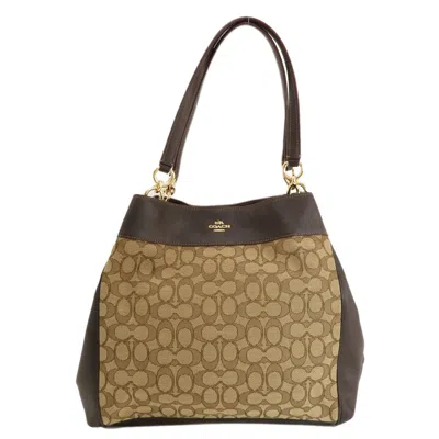 Pre-owned Coach Signature Brown Signature Line Tote Bag ()