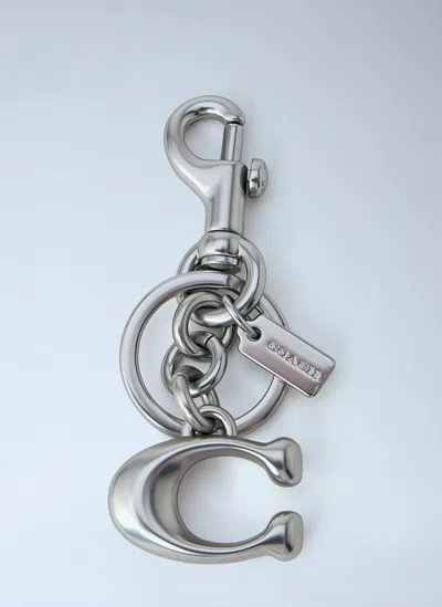 Coach Signature C Bag Charm In Silver