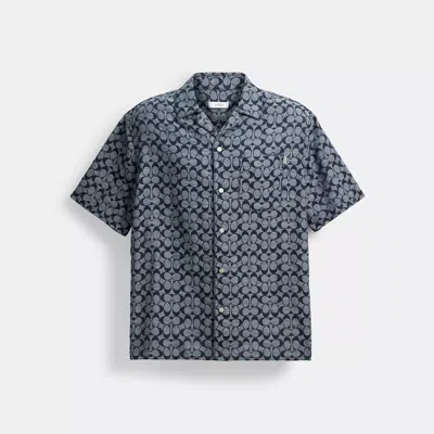 Coach Signature Camp Shirt In Blue