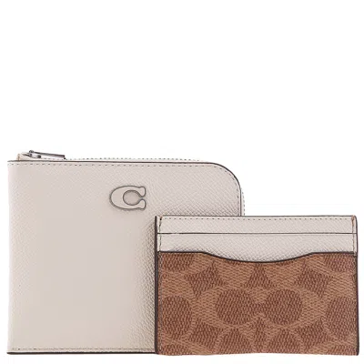Coach Signature Canvas 3 In 1 L-zip Wallet In Brown