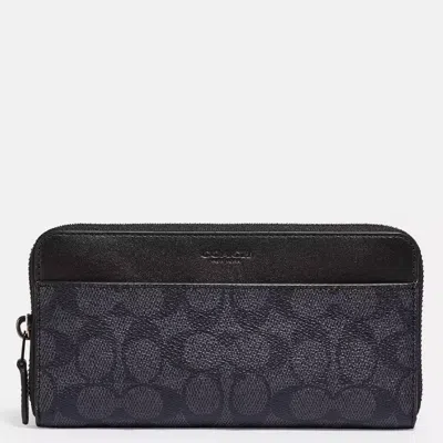 Coach Signature Canvas Accordion Zip Around Wallet In ["grey","black"]