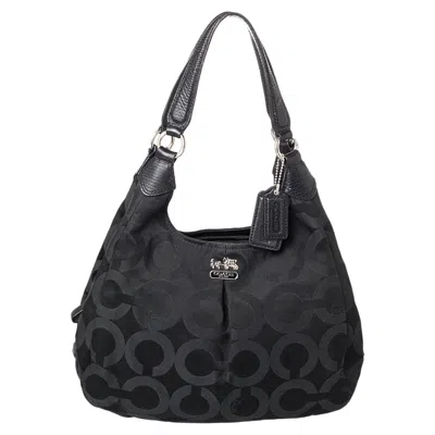 Coach Signature Canvas And Leather Madison Hobo In Black