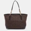 COACH COACH SIGNATURE CANVAS AND LEATHER NEEDLEPOINT SHOPPER TOTE