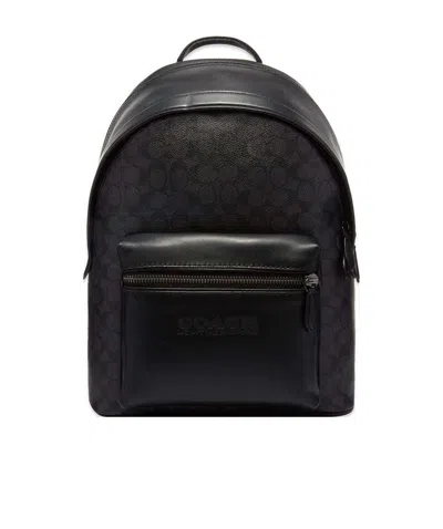 Coach Signature Canvas Backpack In Black