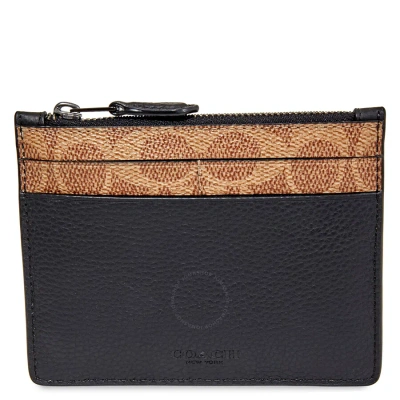 Coach Signature Canvas Blocking Card Case In Black