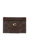 Coach Signature Canvas Card Holder In Brown