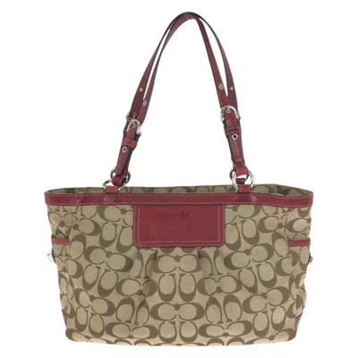 Coach Signature Canvas Leather 2way Tote Bag In Brown
