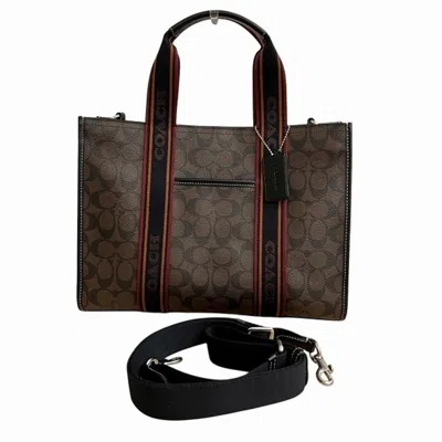 Pre-owned Coach Signature Canvas Leather Shoulder Bag Tote Bag () In Brown
